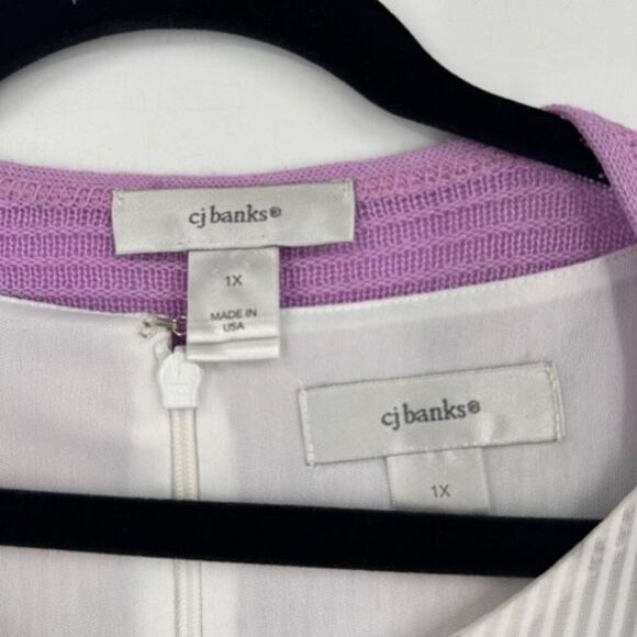 CJ Banks Women's Floral Knit Sweater Midi Dress Set 2 Piece Purple White Size 1X - Picture 4 of 15